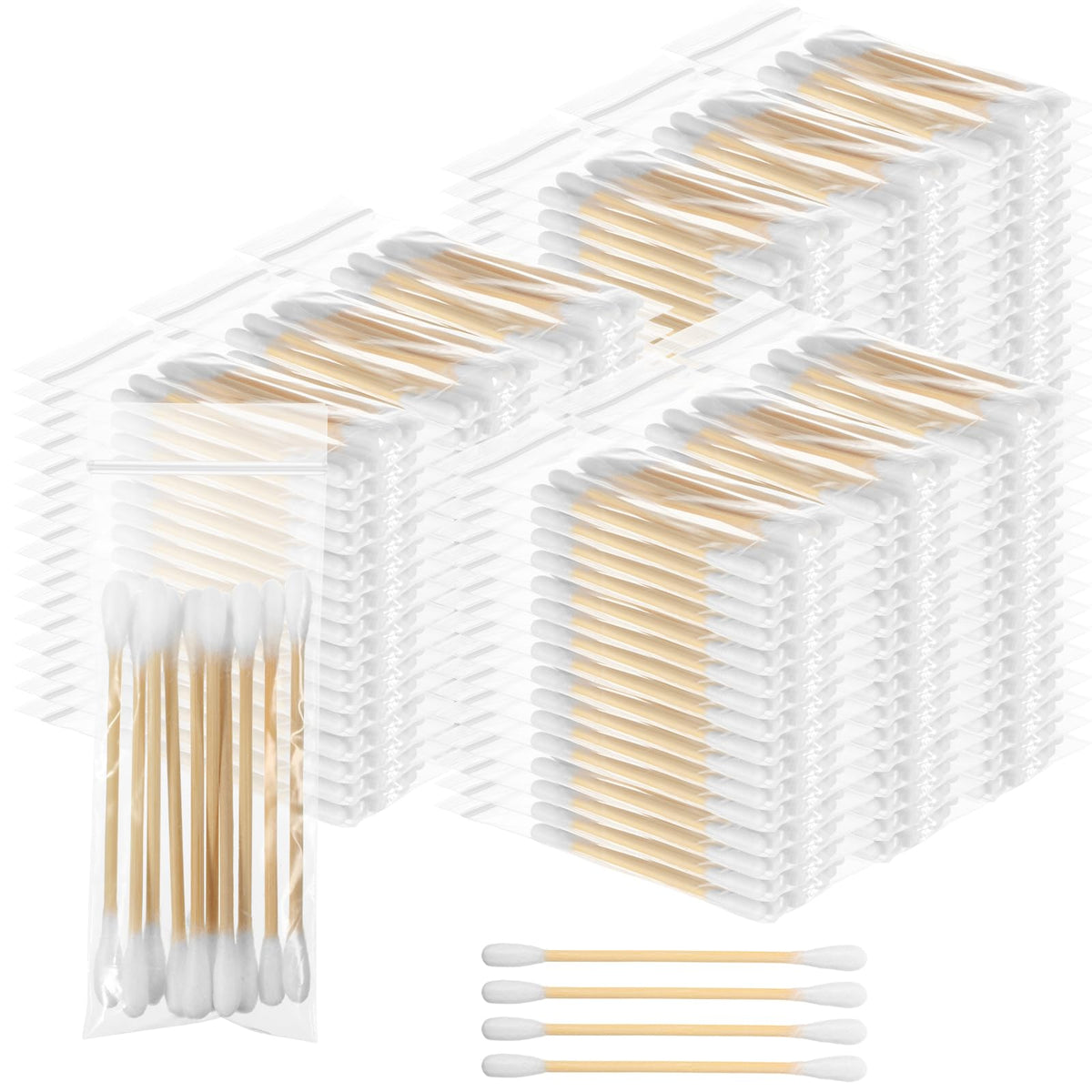 Demissle 2400 Pcs in 240 Packs Travel Size Cotton Swab Individually Wrapped