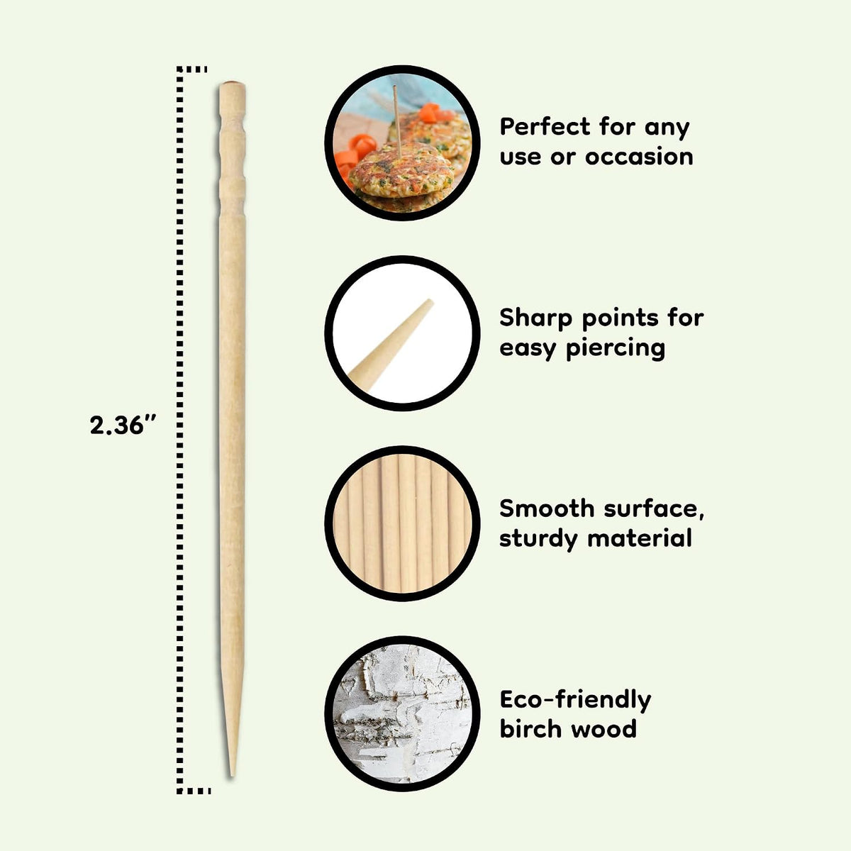 BambooMN Premium Wooden Round Toothpicks with Storage Holder for Food or Cleaning Your Teeth, 3 Packs of 300 Pieces, Party Supplies