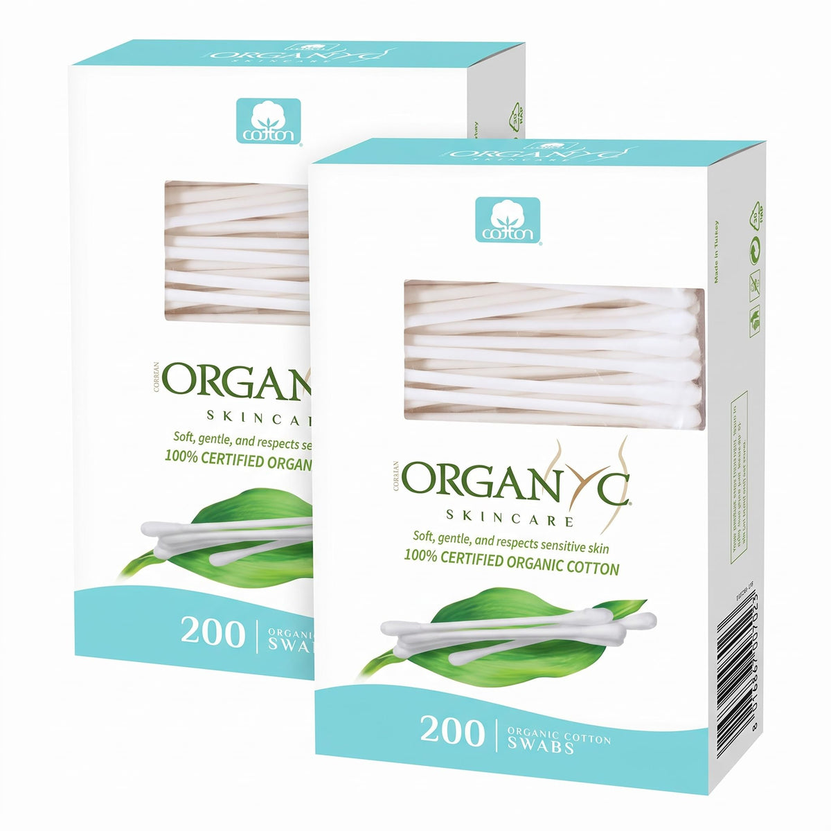 Organyc - 100% Certified Organic Cotton Swabs - No Man-Made Materials 200 count (6 Pack)
