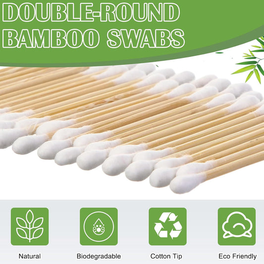 5000 Count Bamboo Cotton Swabs Double Round Buds for Makeup
