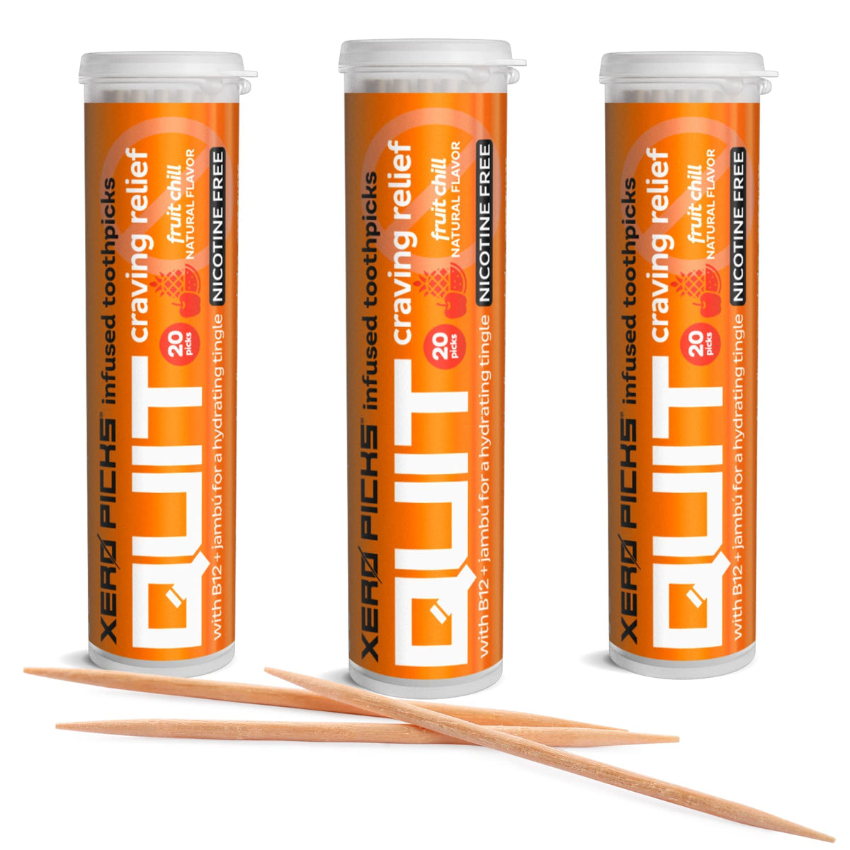 Xero Picks Infused Flavored Toothpicks to Help Quit Smoking - Nicotine Free - 60 Picks (3 Packs) (Hot Cinnamon) Non-GMO Kosher Vegan