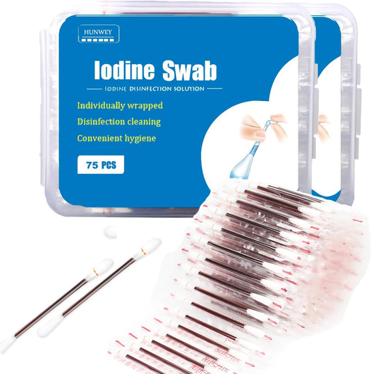 Iodine Cotton Swabs Solution Filled, 150 Individually Wrapped