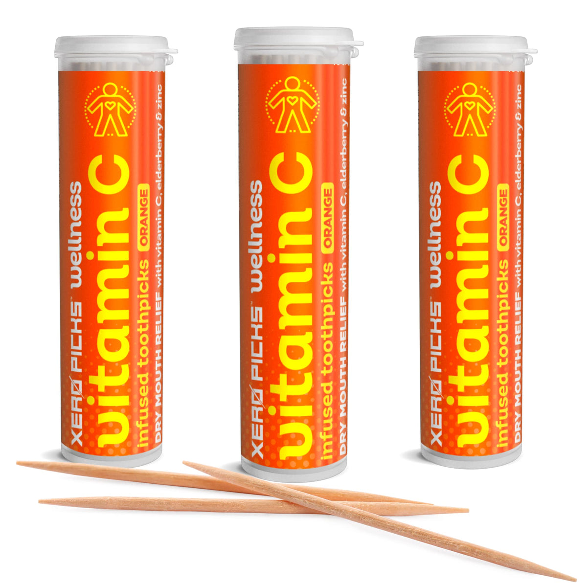 Xero Picks Wellness Flavored Toothpicks - Brain Boost, Immunity, Rest & Relax, Joint Health, and Energy Boost - 100 Picks (Variety, 5 Pack) Kosher - Sugar Free