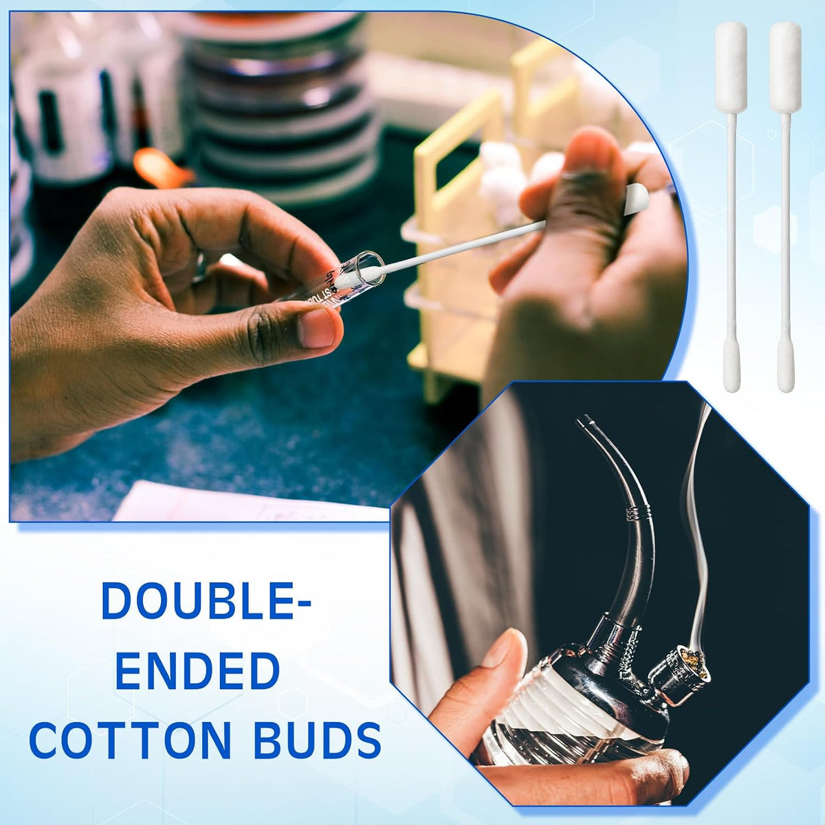 Lounsweer 400pcs Long Cotton Swabs with Storage Case 4'' XL Cotton Buds