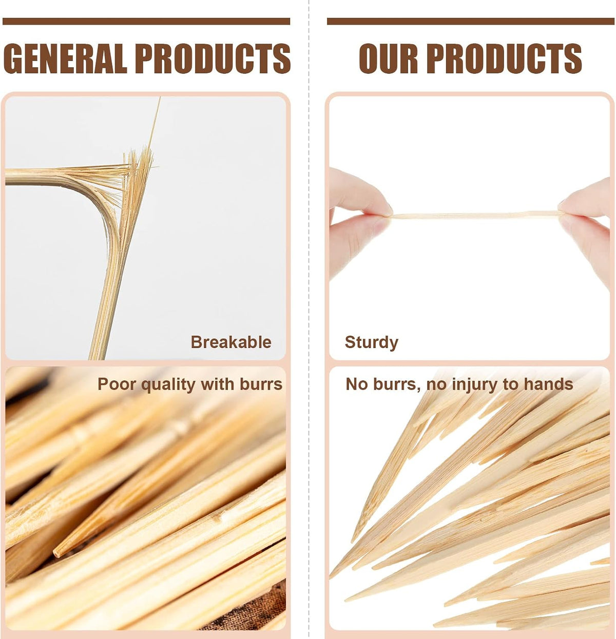 Chengu 1000 Pcs Bamboo Skewers 3.5 Inch Paddle Wooden Sticks