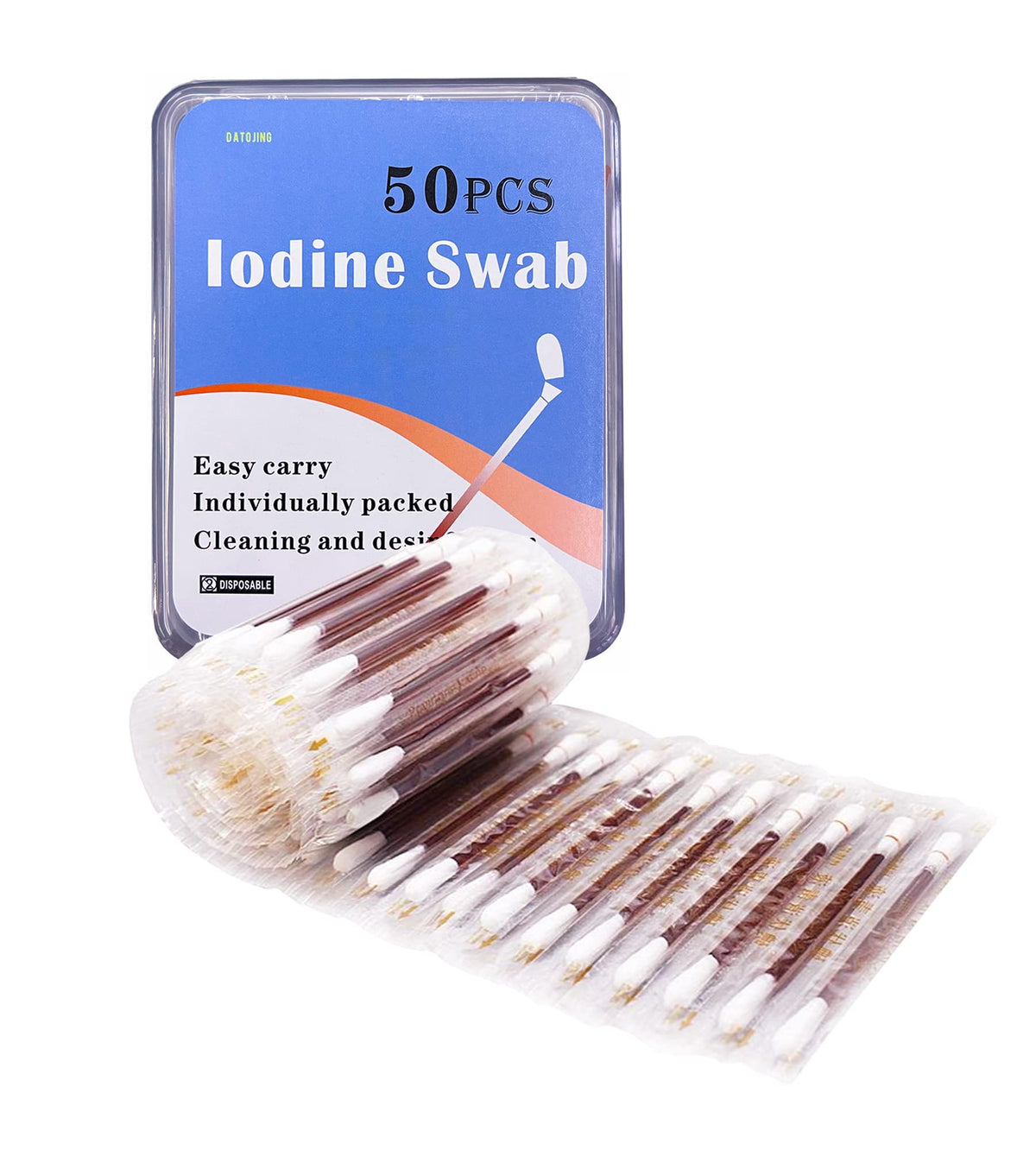 100 Disposable Iodophor Swabs Outdoor Supplies Medical Cotton Swabs Iodine Individually Packaged Cotton Swabs Iodine Swabs for Nose Care (Brown 100)