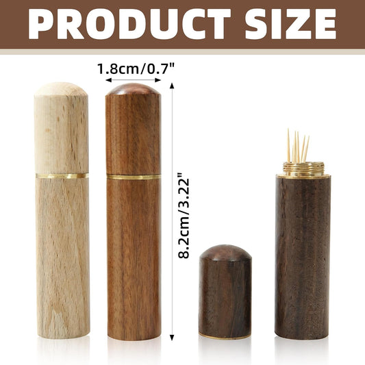 18 Pcs Wooden Toothpick Holder Portable Storage Case