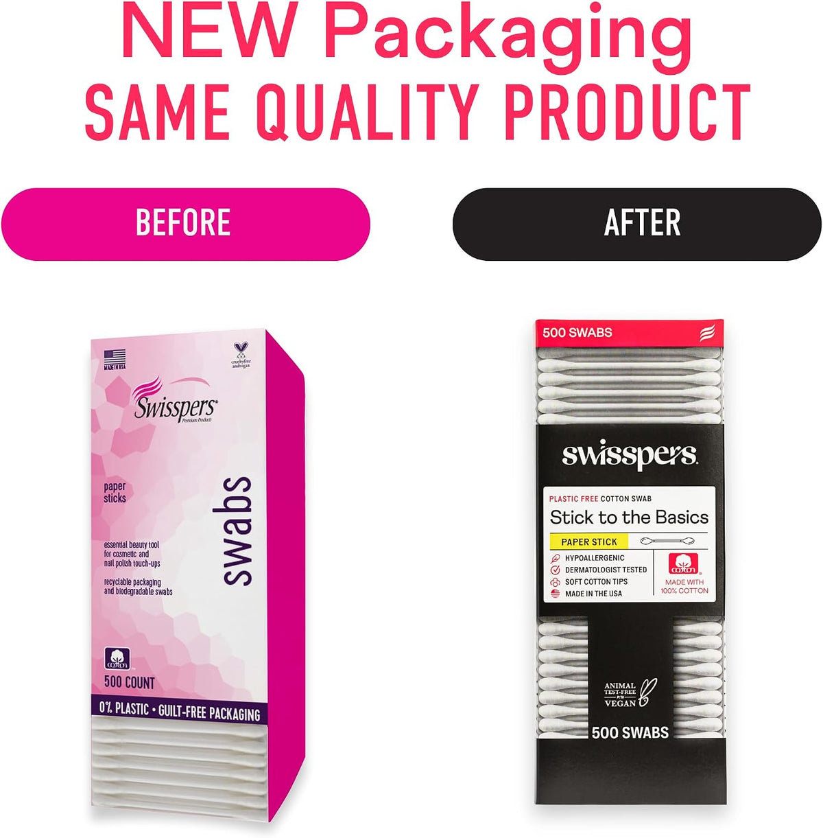 Swisspers Stick to The Basics Biodegradable Cotton Swabs (Pack of 3)