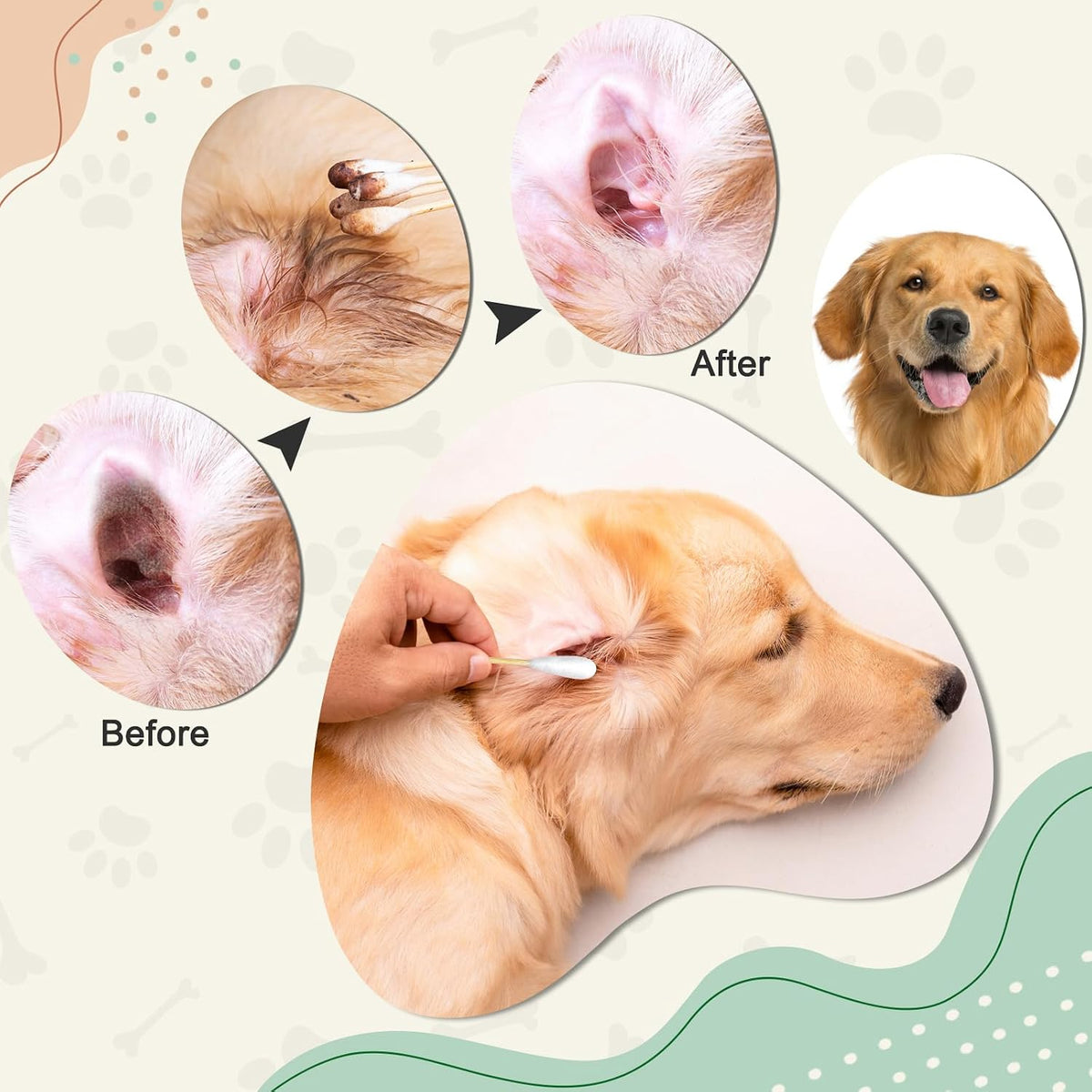 200-Pack of Long, Large Dog Ear Swabs with Bamboo Sticks