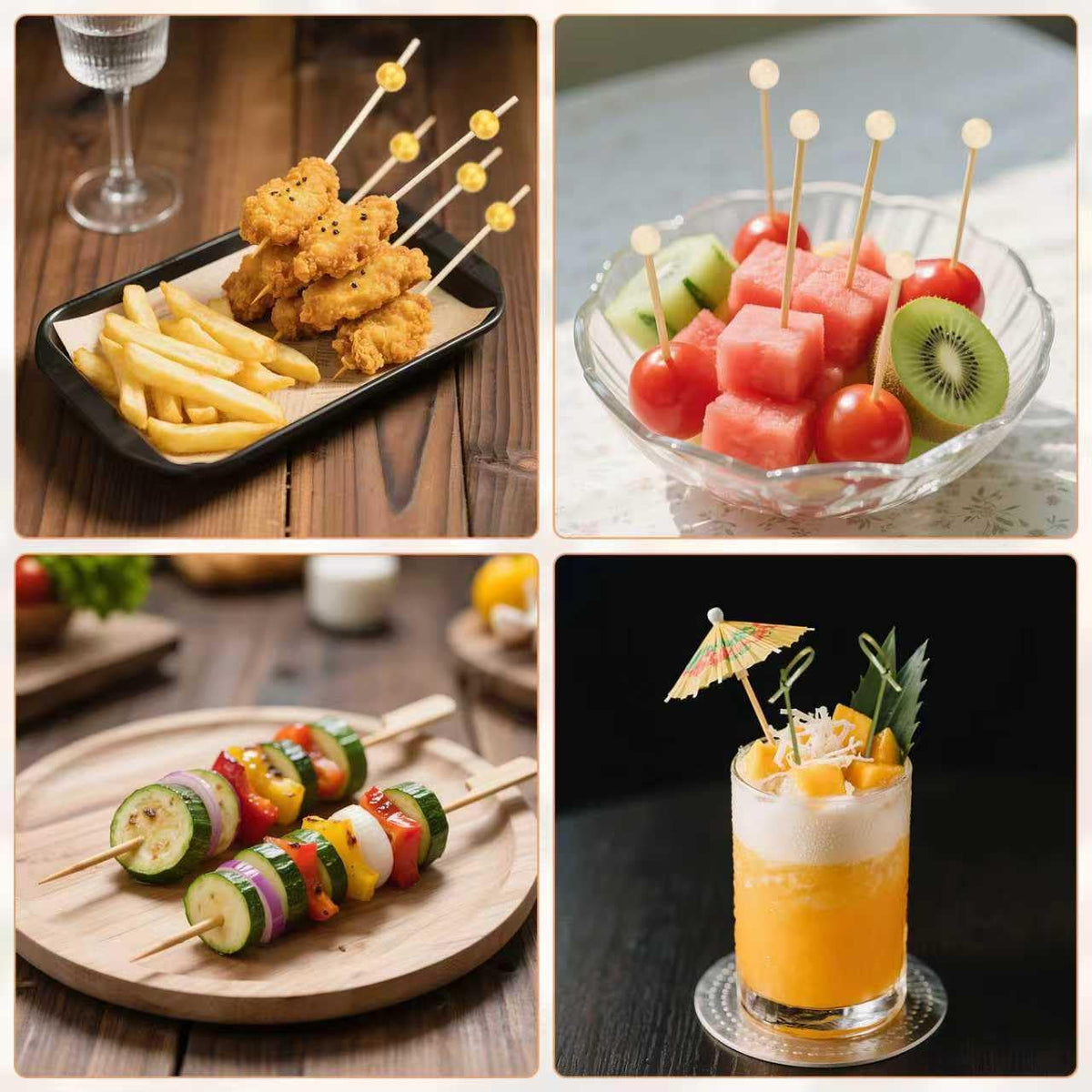 500PCS Bamboo Skewers for Appetizers, Fancy Toothpicks for Appetizers