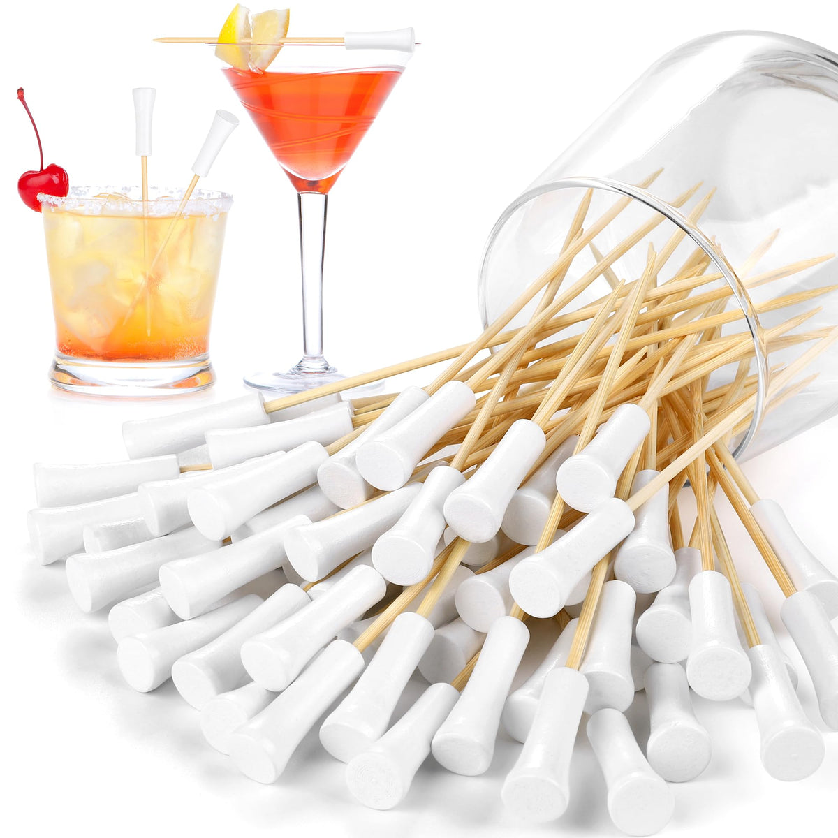 Aodaer 100 Pcs Golf Toothpicks 4.7 Inch Golf Cocktail Picks Skewers