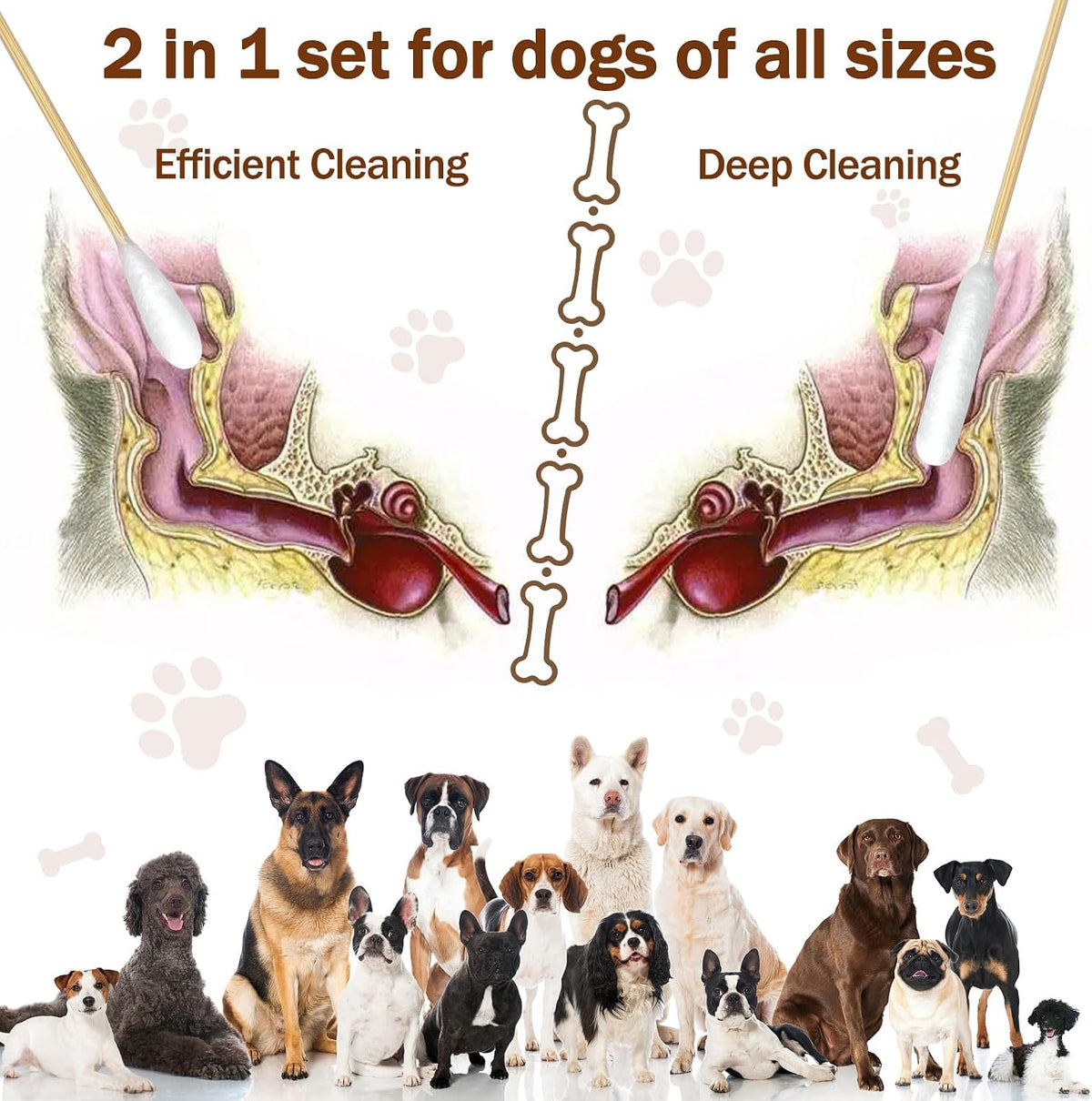 eyxformula Dog Ear Cleaning Swabs, 2 Size Cotton Tips, 100 Long & 100 Large