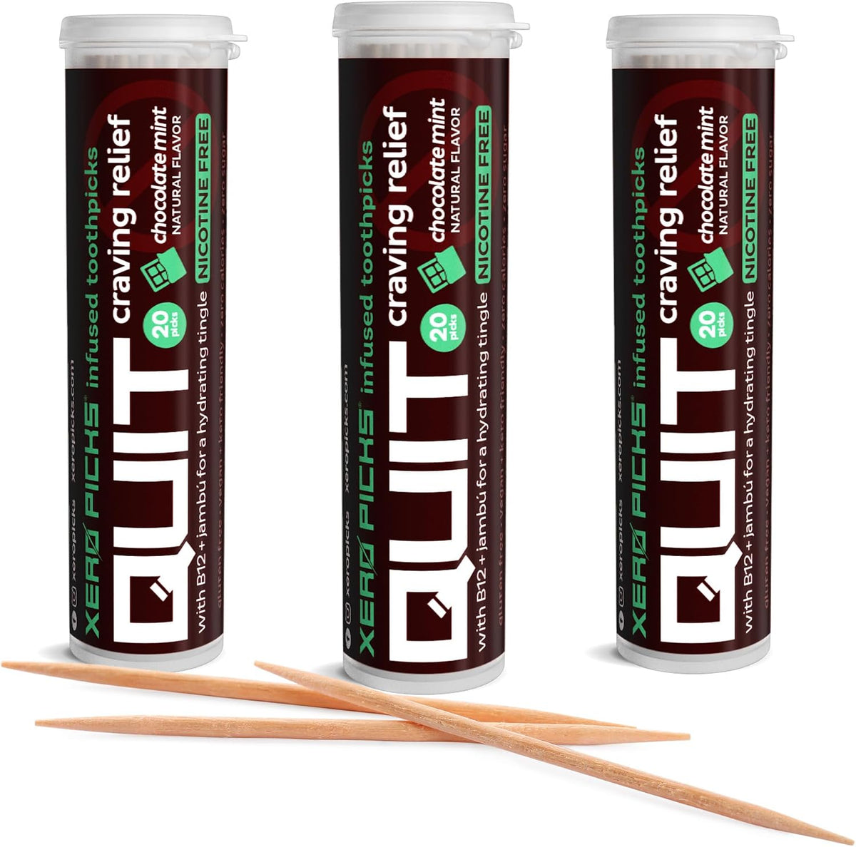 Xero Picks Infused Flavored Toothpicks to Help Quit Smoking - Nicotine Free - 60 Picks (3 Packs) (Hot Cinnamon) Non-GMO Kosher Vegan