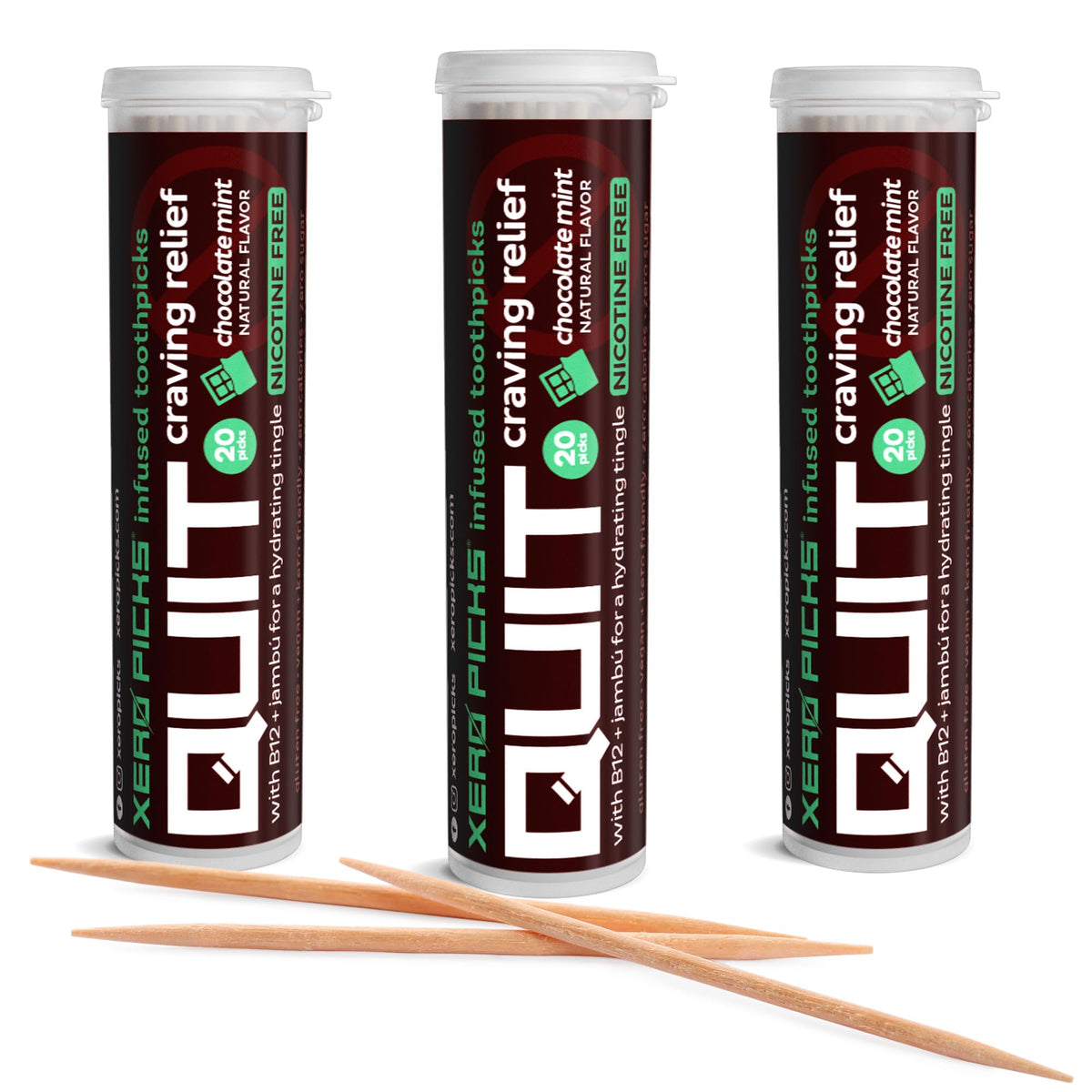 Xero Picks Infused Flavored Toothpicks to Help Quit Smoking - Nicotine Free - 60 Picks (3 Packs) (Hot Cinnamon) Non-GMO Kosher Vegan