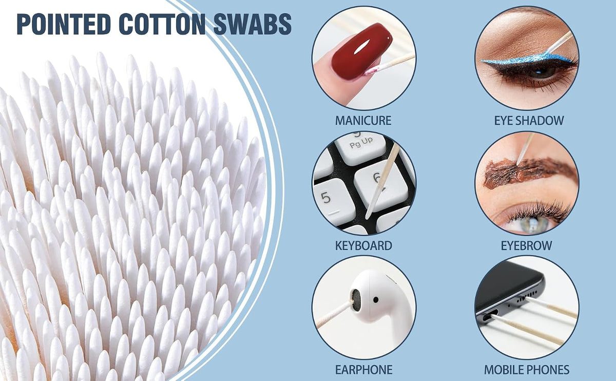 1200 Pcs 2.75 Inch Cotton Swabs Precision Microblading Eyebrow Makeup Small Pointed Cotton Tipped Toothpicks Tip Electronics Machine Cleaning Cotton Applicator Bud Wooden Sticks Cusp
