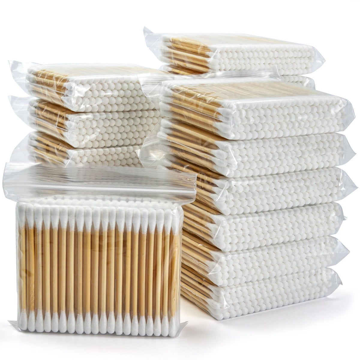 Bcowos 3" Bamboo Cotton Swabs, Double Tips, 2000 Count(20 Pack)