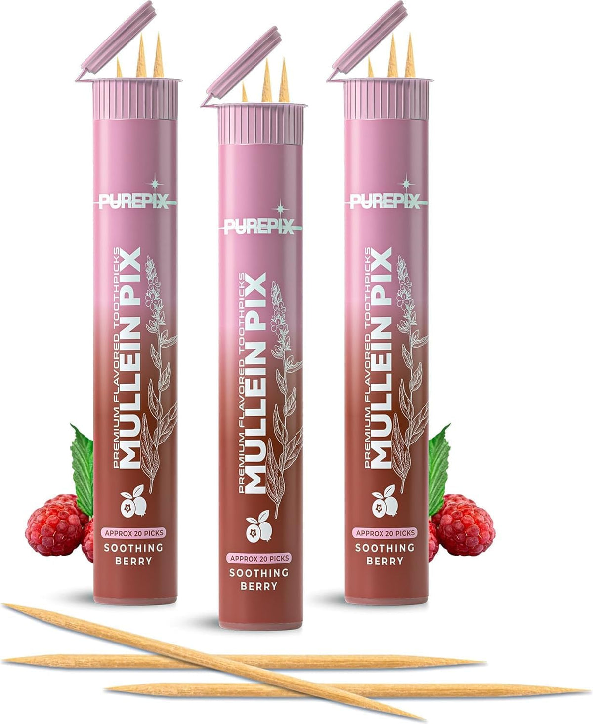 PurePix Mullein Pix Flavored Toothpicks, 5-Flavor Variety Pack