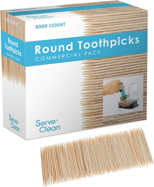 5000 Count White Birch Wood Double Point Toothpicks (NOT Bamboo)