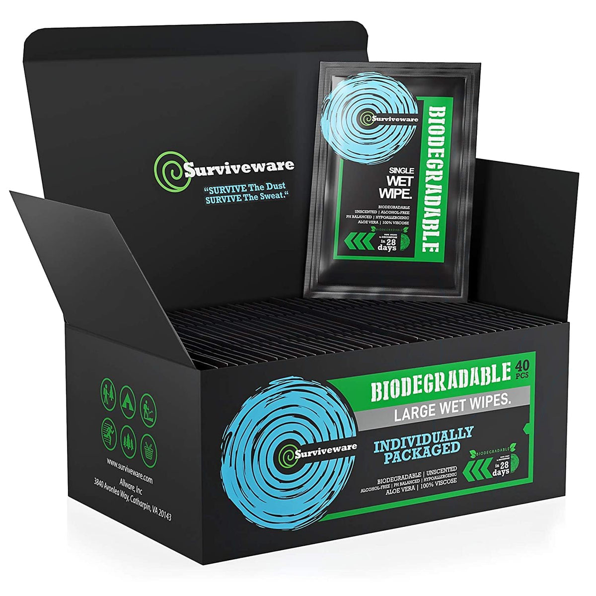 Surviveware Biodegradable Wipes for Men or Women