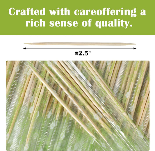Kifmurase 8000 Pcs Bamboo Wooden toothpicks with Individually Wrapped Package 2.5 Inch Double Point Disposable Cocktail Picks for Appetizer Commercial Restaurant Food Fruit BBQ Teeth Cleaning