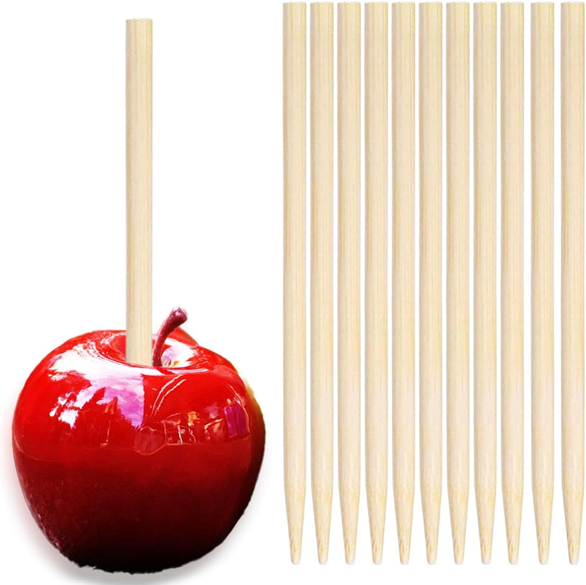 Nexboraque 1000 Pack 5.5 Inch Candy Apple Sticks, 6 mm Thick Semi Point Bamboo Skewers Natural Wooden Corn Dog Sticks for Caramel, BBQ, Lollipop, Corn Cob