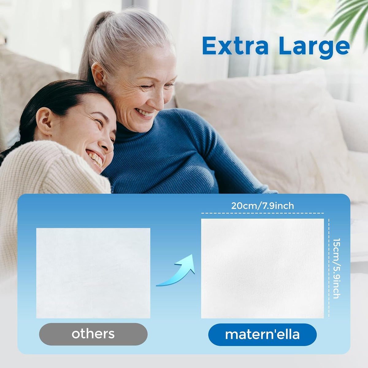matern'ella Flushable Wipes Extra Large Corner-Connected Wet Wipes Plant Based Fibers With Probiotics Fragrance Free Sewer Safe Butt Wipe Adult 3 Packs of 80