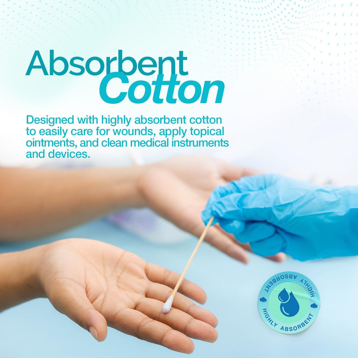 Dynarex Cotton Tipped Wood Applicators - 6" - Non-Sterile - Medical Swabs for Wound Care, Cleaning, Crafts - 10 Boxes per Case, 10 Pouches per Box, 100 Applicators per Pouch
