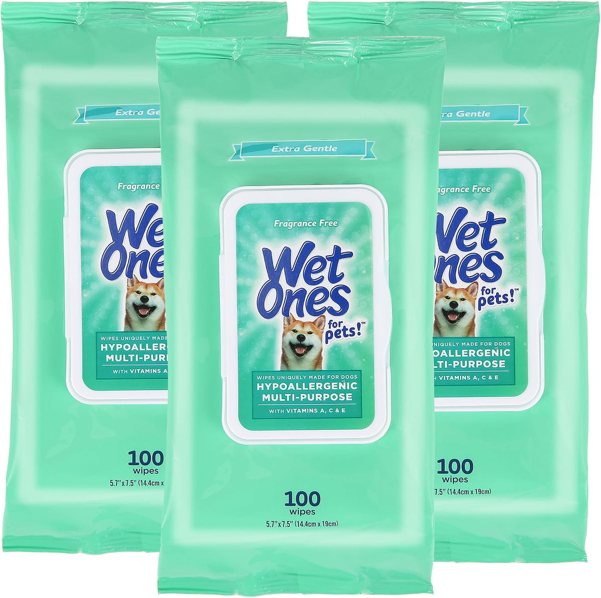 Wet Ones for Pets Hypoallergenic Dog Wipes with Vitamins, 100 Count, 3-Pk