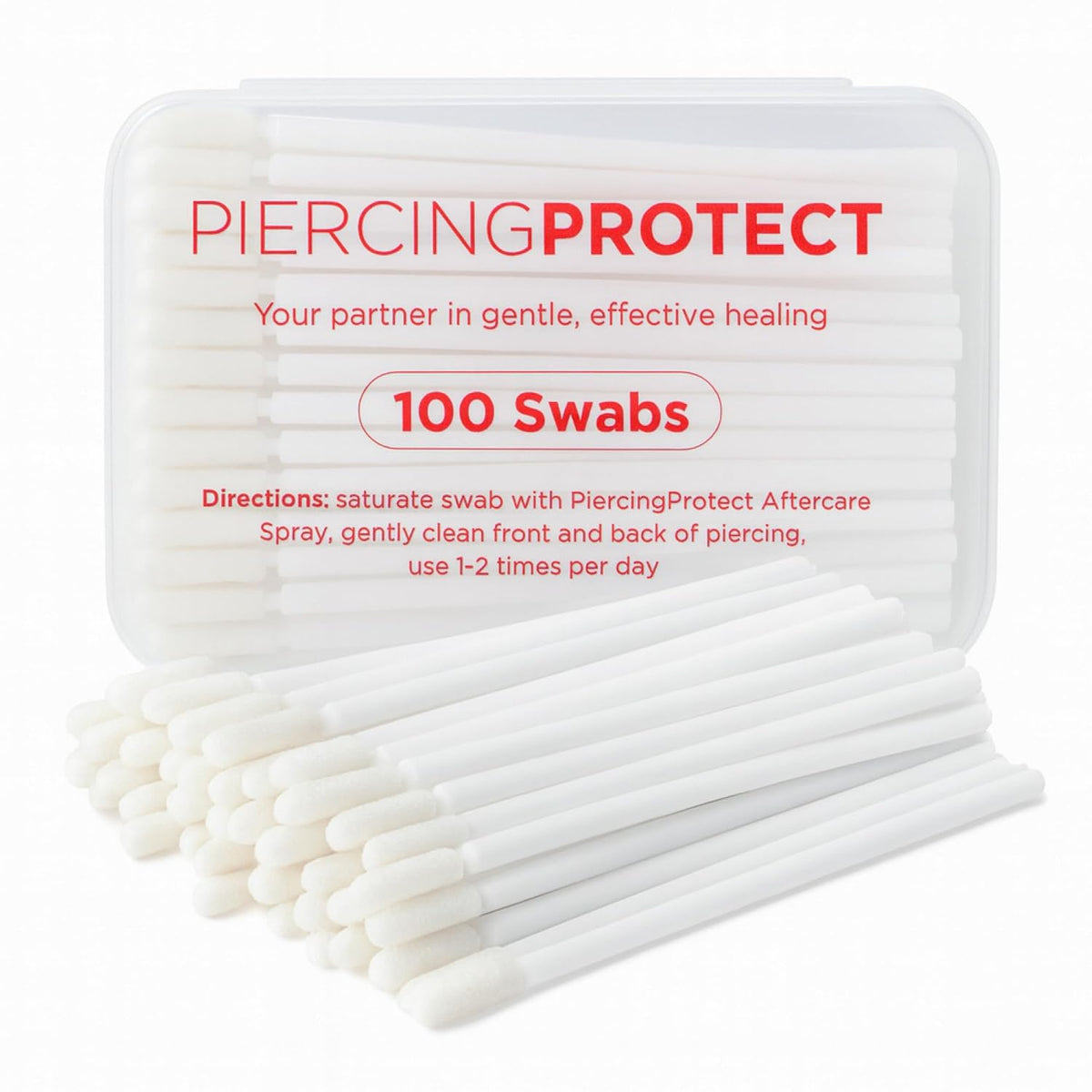 Piercing Care Swabs Tips | Reduce Bumps & Irritation Microfiber Sponge Tips + No lint For Faster Recovery (100 count) PiercingProtect™