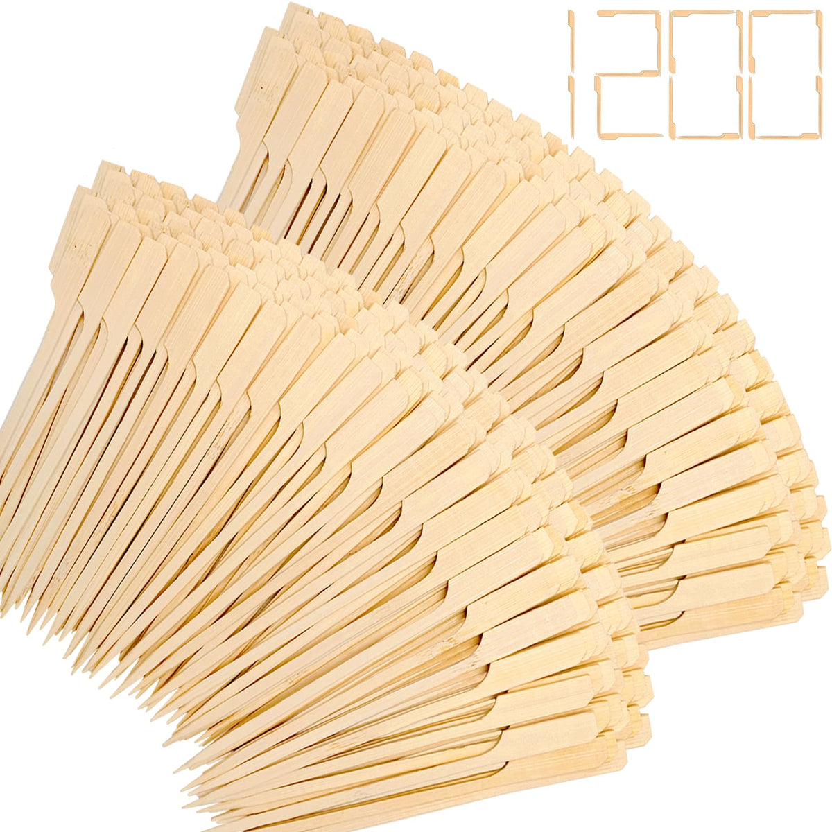 1200 Pieces Bamboo Appetizer Skewers 4.7 Inch, Cocktail Picks Fancy Toothpicks for Appetizers, Flat Wooden Cocktail Skewers Sticks for Party Food Drinks Fruit BBQ, Charcuterie Boards Accessories