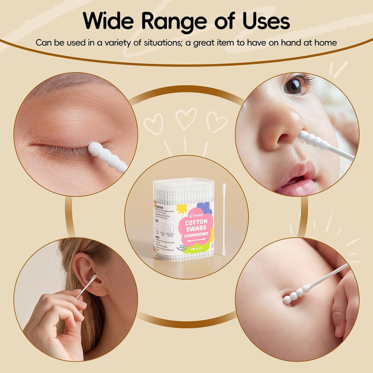 200PCS Cotton Swabs Mini Double Side Spiral & Ear Disposable Spoon Tip Ear Swabs Soft Safe for Baby, Adult Ear Cleaning & Navel Care（2 Box)