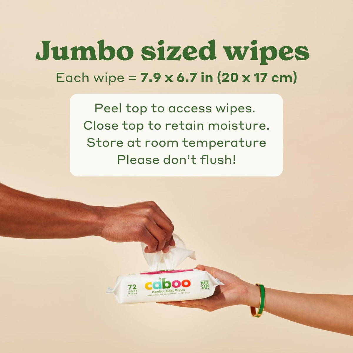 Caboo Tree Free Baby Wipes, Unscented, 72 Wipes Per Pack, 216 Total