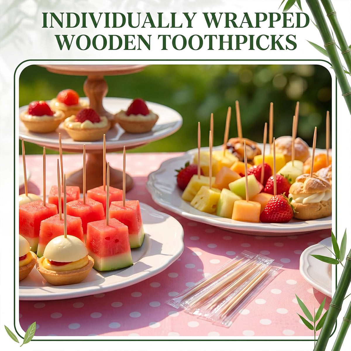 4000 Pcs Individually Wrapped Wooden Toothpicks Bulk 2.5"