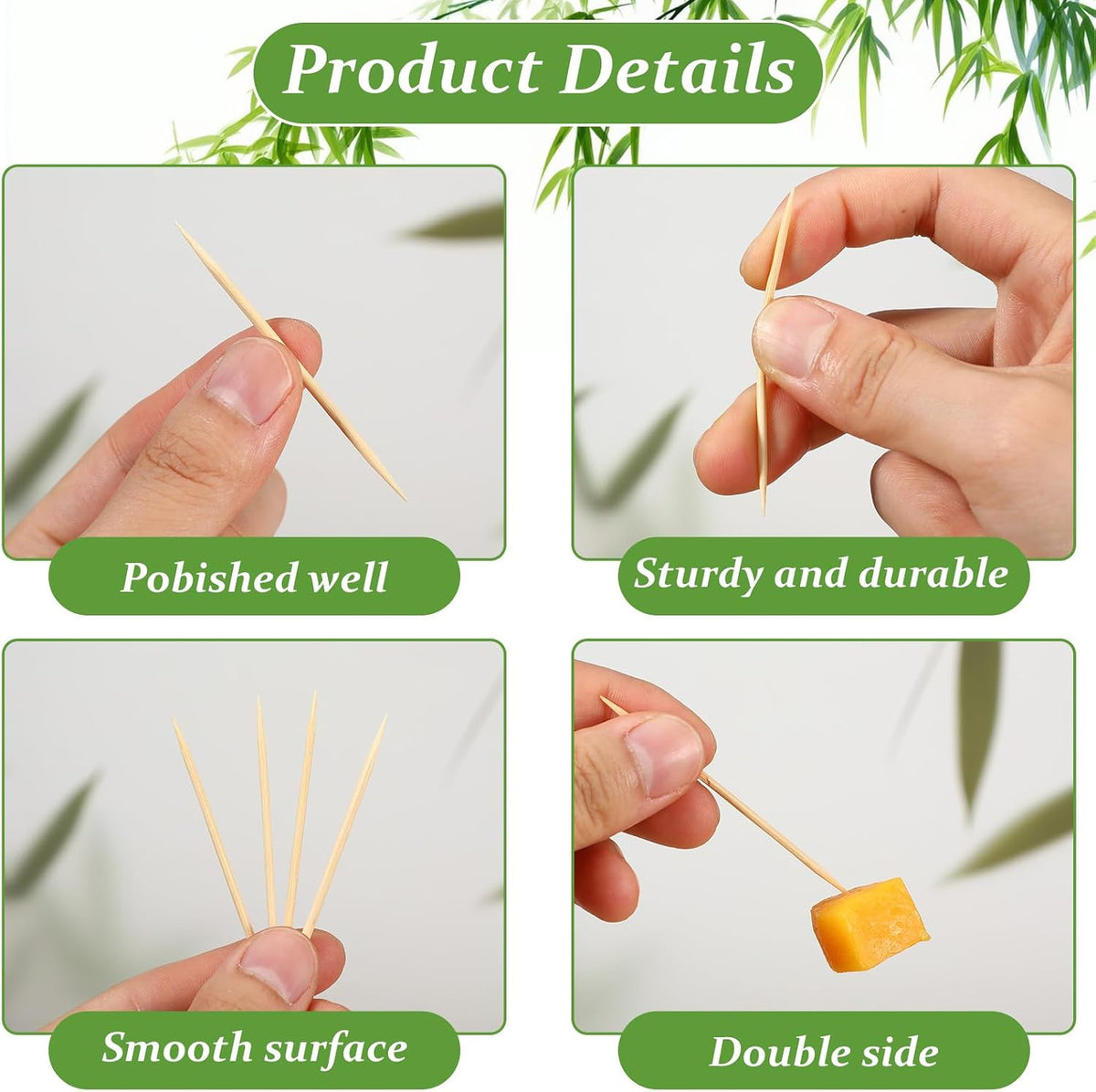21000 Pieces Bamboo Wooden toothpicks 2.56 Inch Round Double Sided