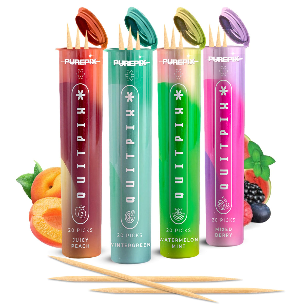 PurePix QuitPix Wintergreen Flavored Toothpicks, 3-Pack, 60 Count