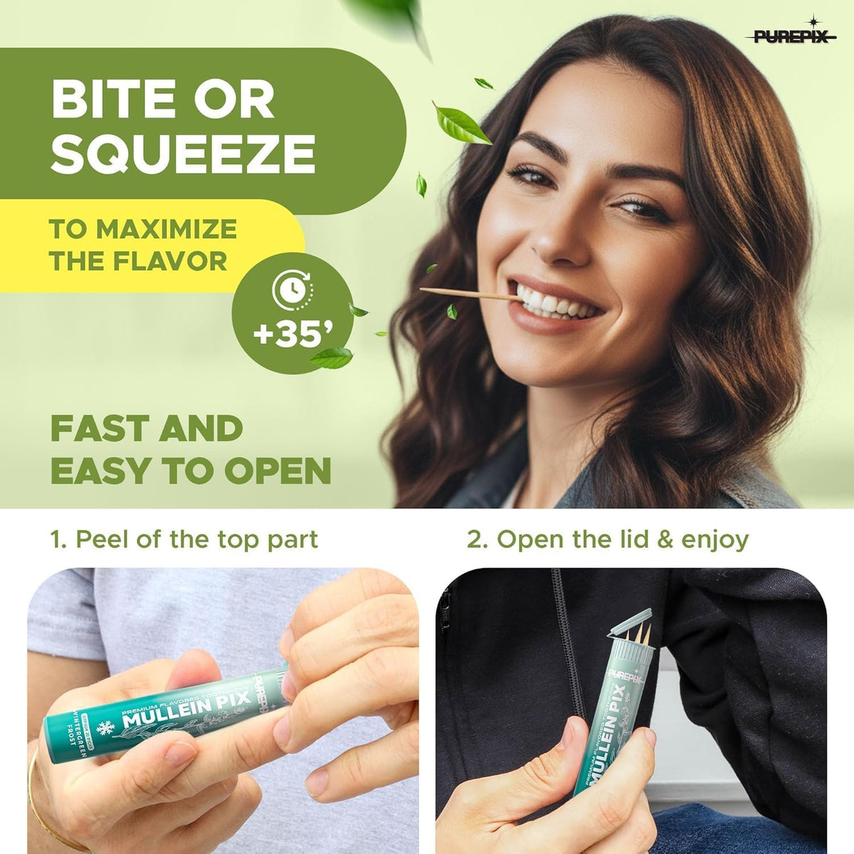 PurePix Mullein Pix Flavored Toothpicks, 5-Flavor Variety Pack