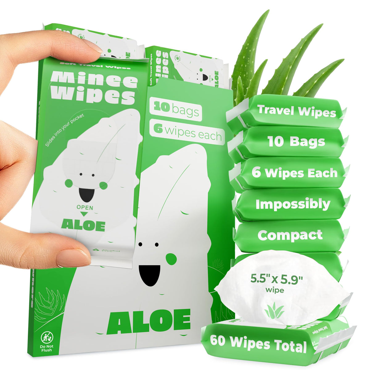 Impossibly Compact Travel Wipes - 99.5% Water - Safe for Sensitive Skin & Hypoallergenic, Resealable, Thick & Durable - For Adults & Kids - Unscented, 30 Pack Total 180 Wipes