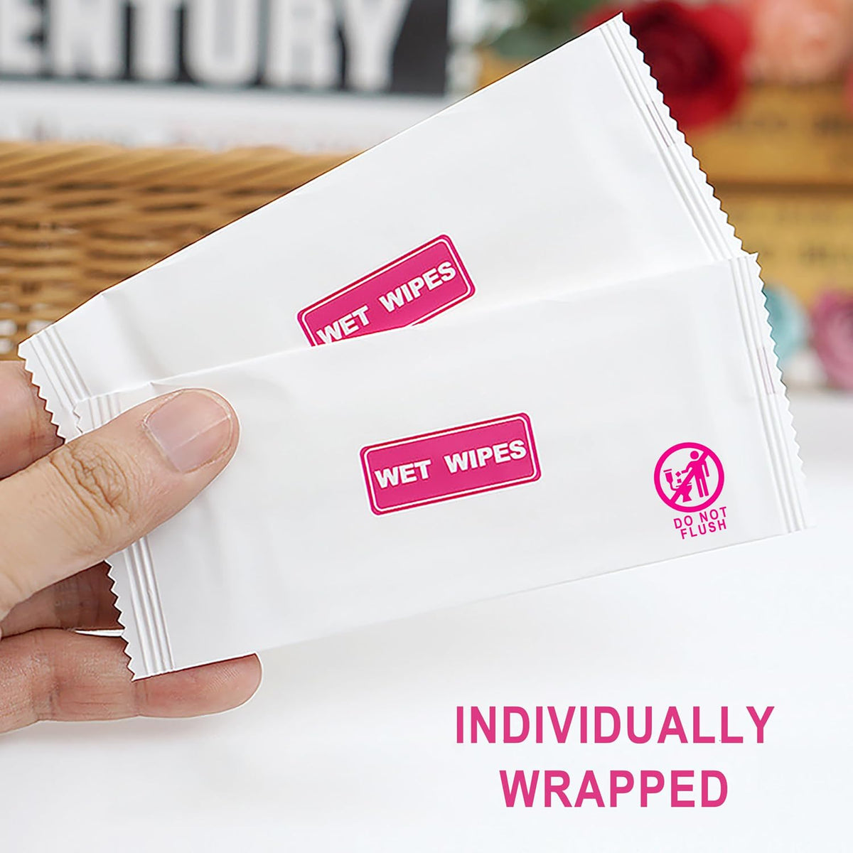 100 Pack Wet Wipes Individually Wrapped, Individual Hand Wipes
