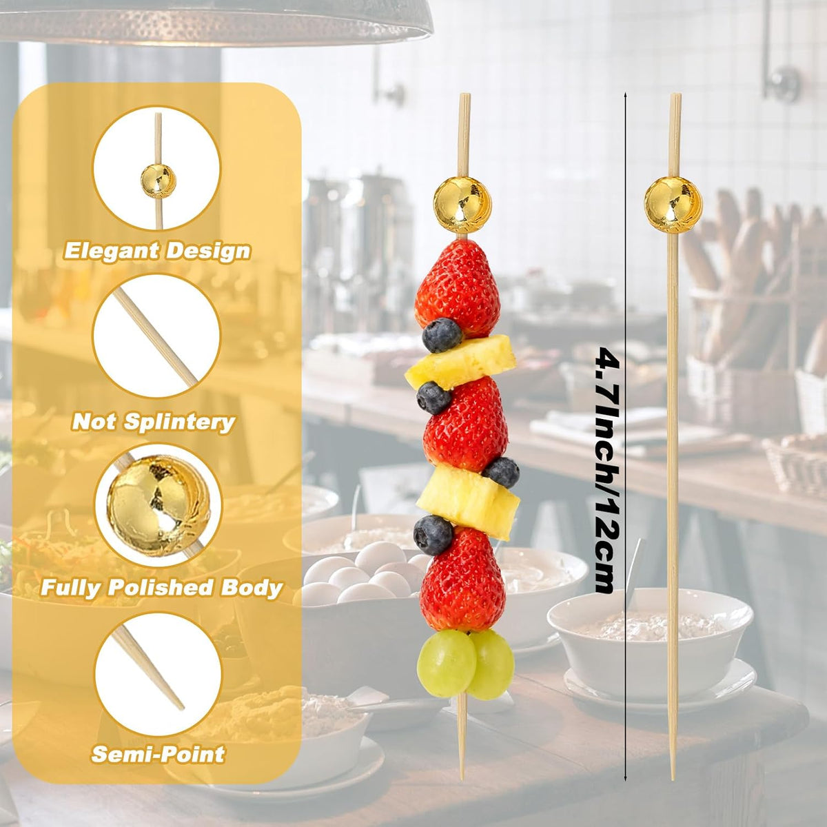 1000 Pcs Cocktail Picks Fancy Toothpicks for Appetizers 4.7'' Long