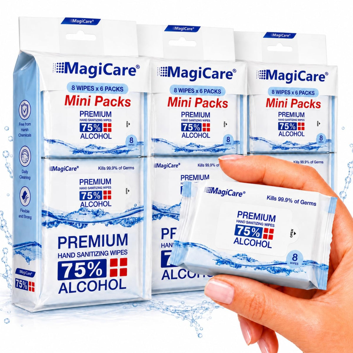 MagiCare 75% Large Alcohol Wipes (4-80ct pks, 320ct), Hand Sanitizer Wipes