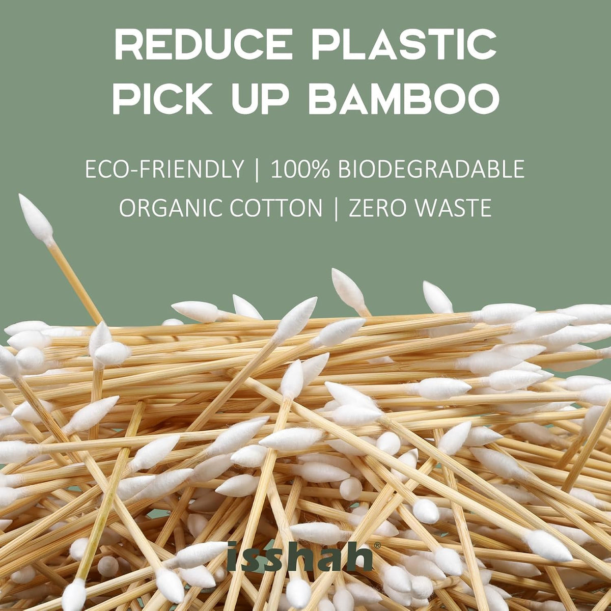 Isshah Bamboo Cotton Swabs 6 Inch - Double-Ended Pointed - 500 Count
