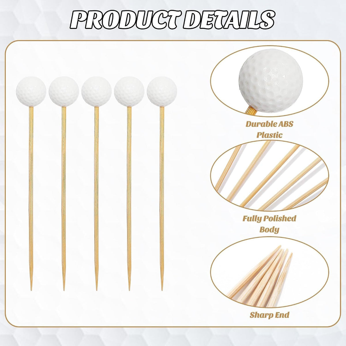 Aodaer 100 Pcs Golf Toothpicks 4.7 Inch Golf Cocktail Picks Skewers