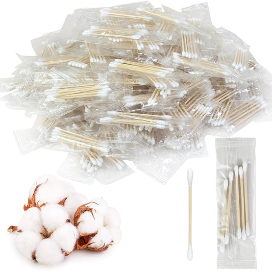 Egaageoi 1000 Count Individually Wrapped Double-Tipped Travel Cotton Swabs