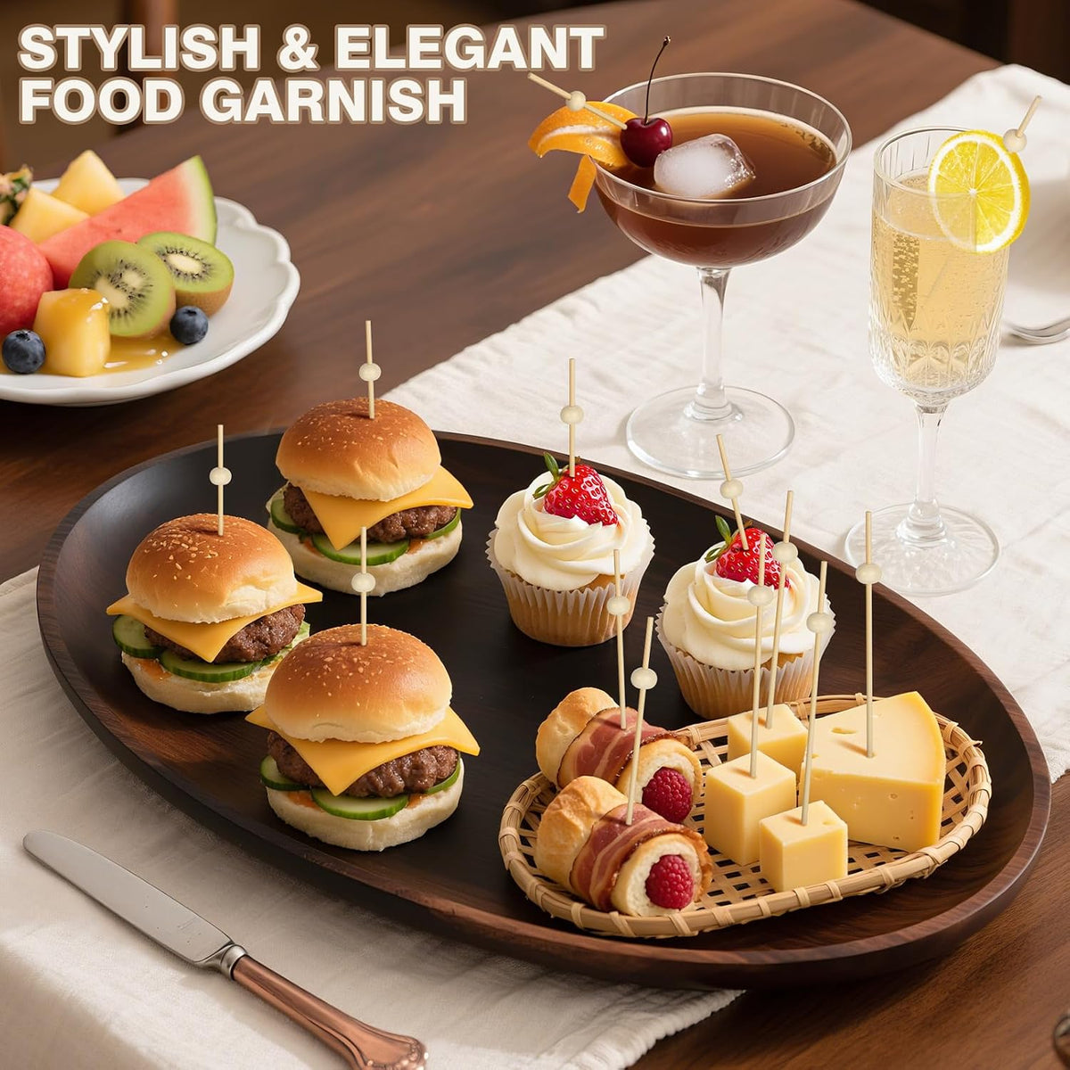 1000PCS Cocktail Picks, Natural Wooden Ball Fancy Toothpicks for Appetizers