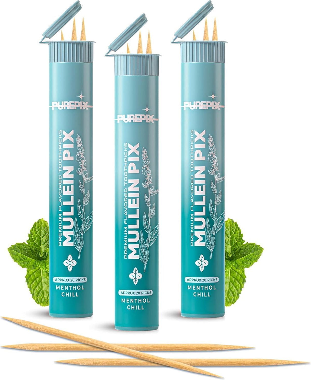 PurePix Mullein Pix Flavored Toothpicks, 5-Flavor Variety Pack