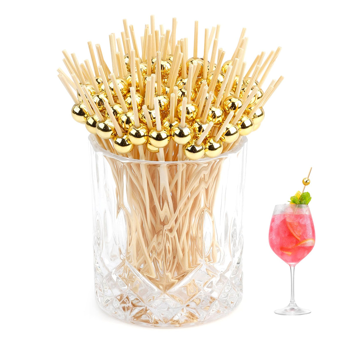 Cocktail Picks Rose Gold Flavored Toothpicks 450PCS 4.7in Fancy Toothpicks for Appetizers Tooth Picks Wooden Cocktail Toothpicks Cocktail Picks for Drinks Long Toothpicks for Charcuterie Boards