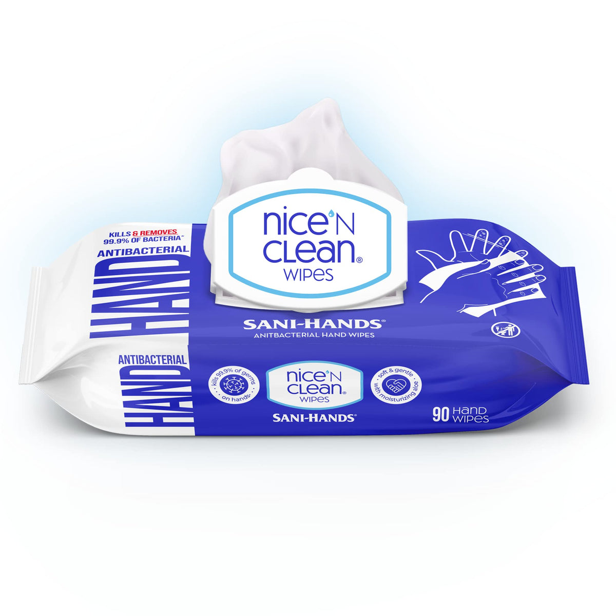 Nice 'N Clean Sensitive Skin Wet Hand Wipes Infused with Aloe & Vitamin E, Blue, 400 Count