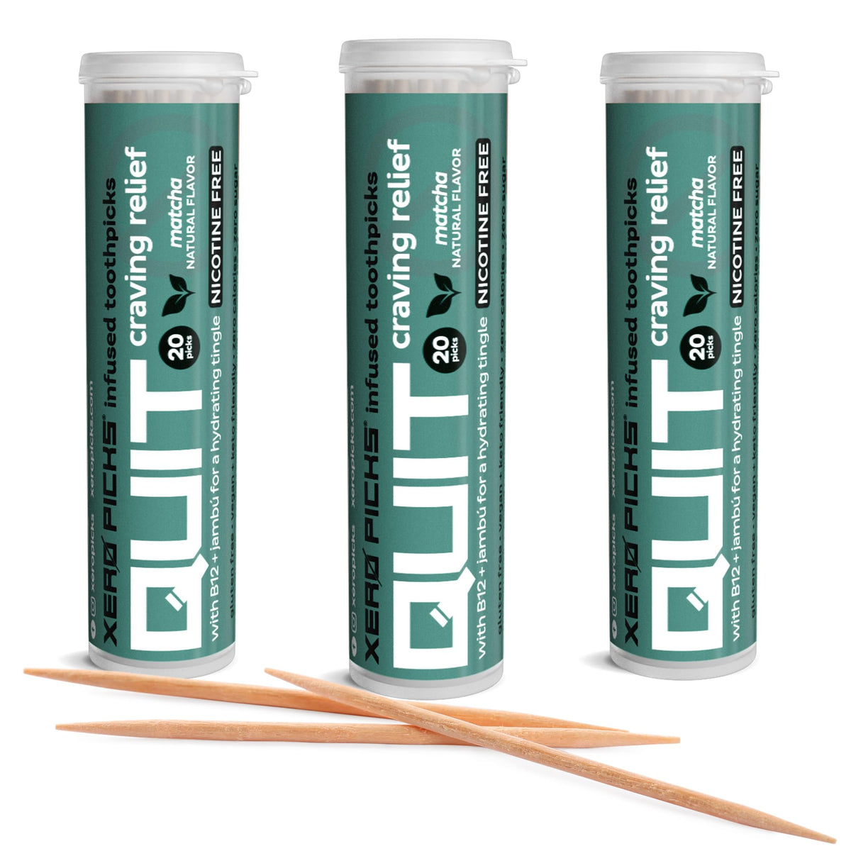 Xero Picks Infused Flavored Toothpicks to Help Quit Smoking - Nicotine Free - 60 Picks (3 Packs) (Hot Cinnamon) Non-GMO Kosher Vegan