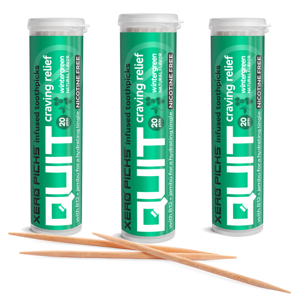 Xero Picks Infused Flavored Toothpicks to Help Quit Smoking - Nicotine Free - 60 Picks (3 Packs) (Hot Cinnamon) Non-GMO Kosher Vegan