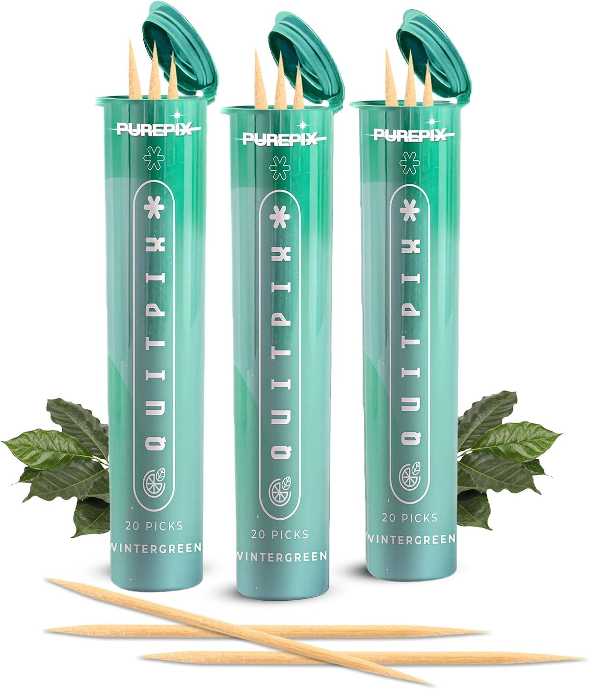 PurePix QuitPix Wintergreen Flavored Toothpicks, 3-Pack, 60 Count